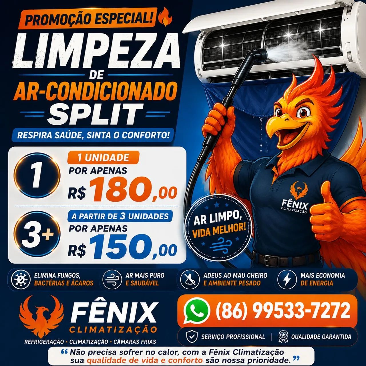 Promoção para limpeza de ar condicionado split 