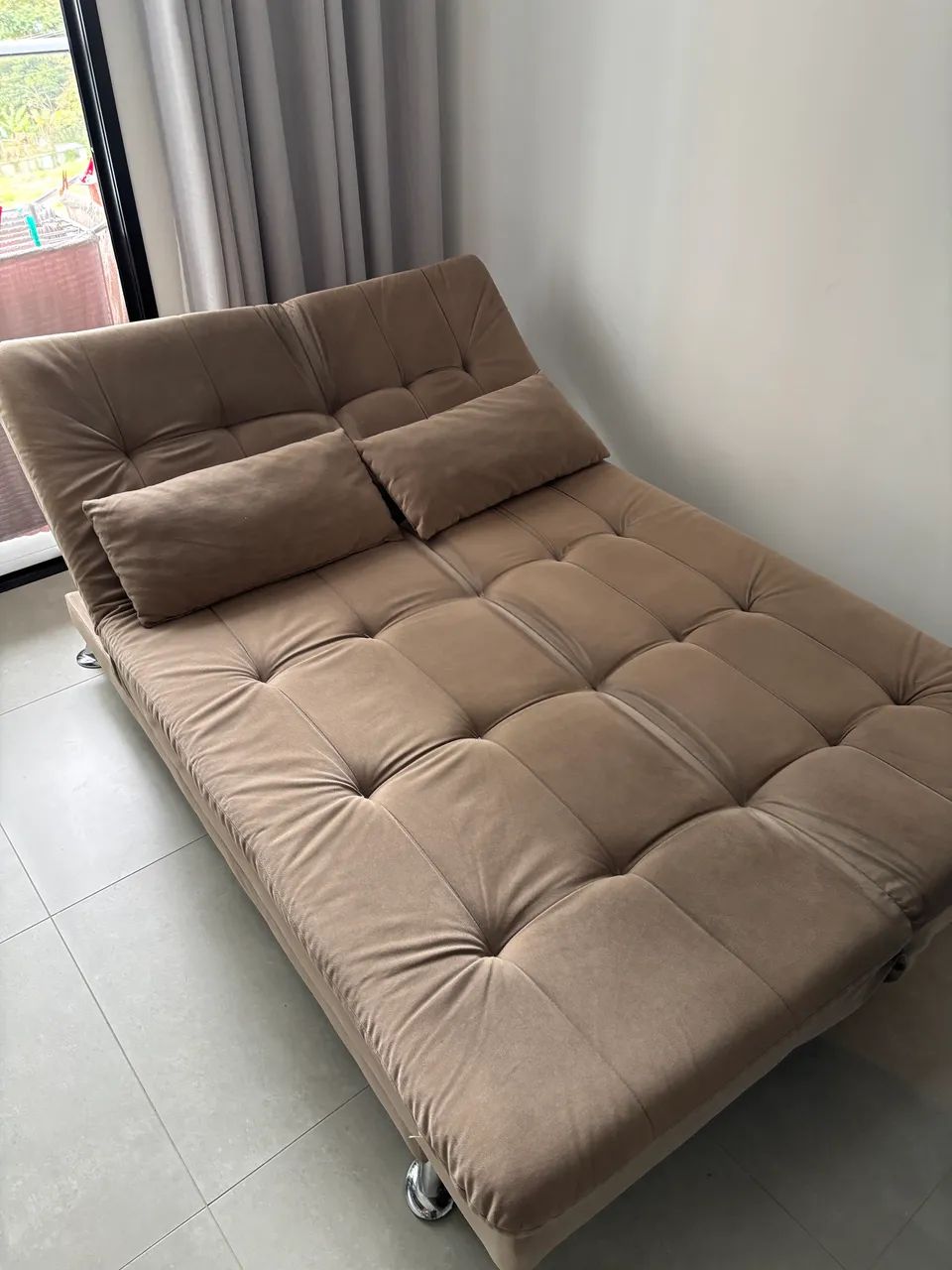 Sofá-Cama 3 Lugares Casal cor Marrom - Foto 3