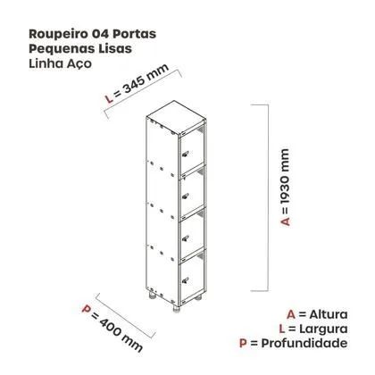 Roupeiro de 4 portas cinza  - Foto 3