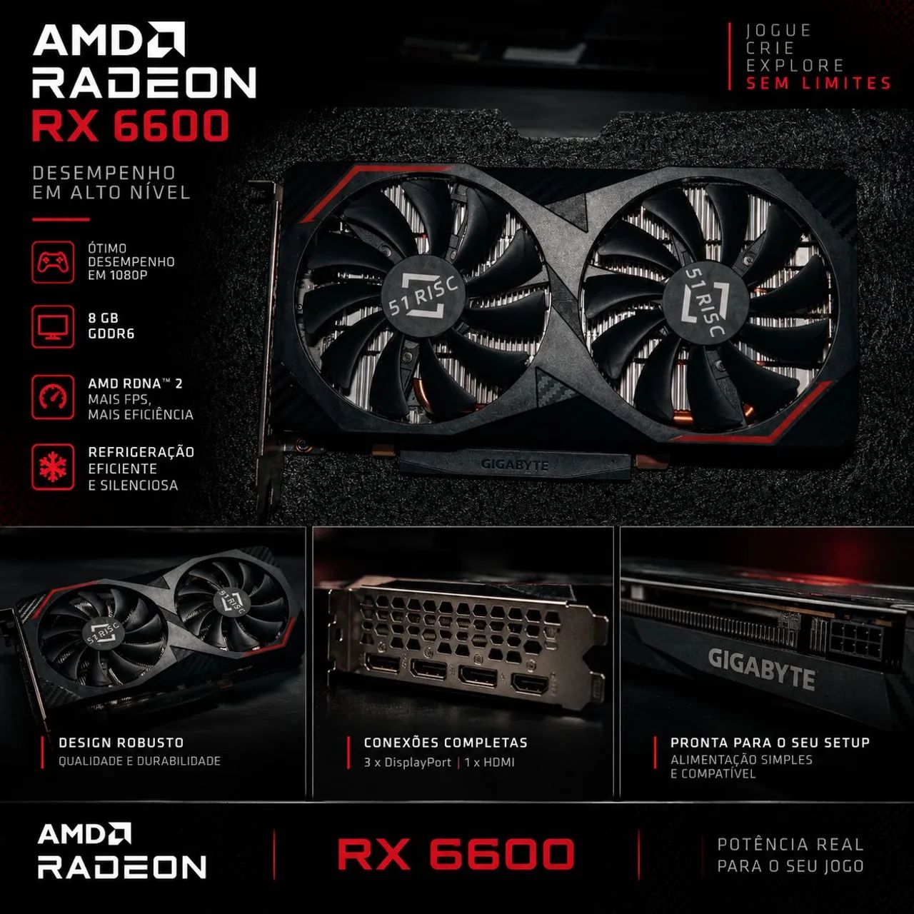 Rx 6600 8gb ESTADO DE NOVA