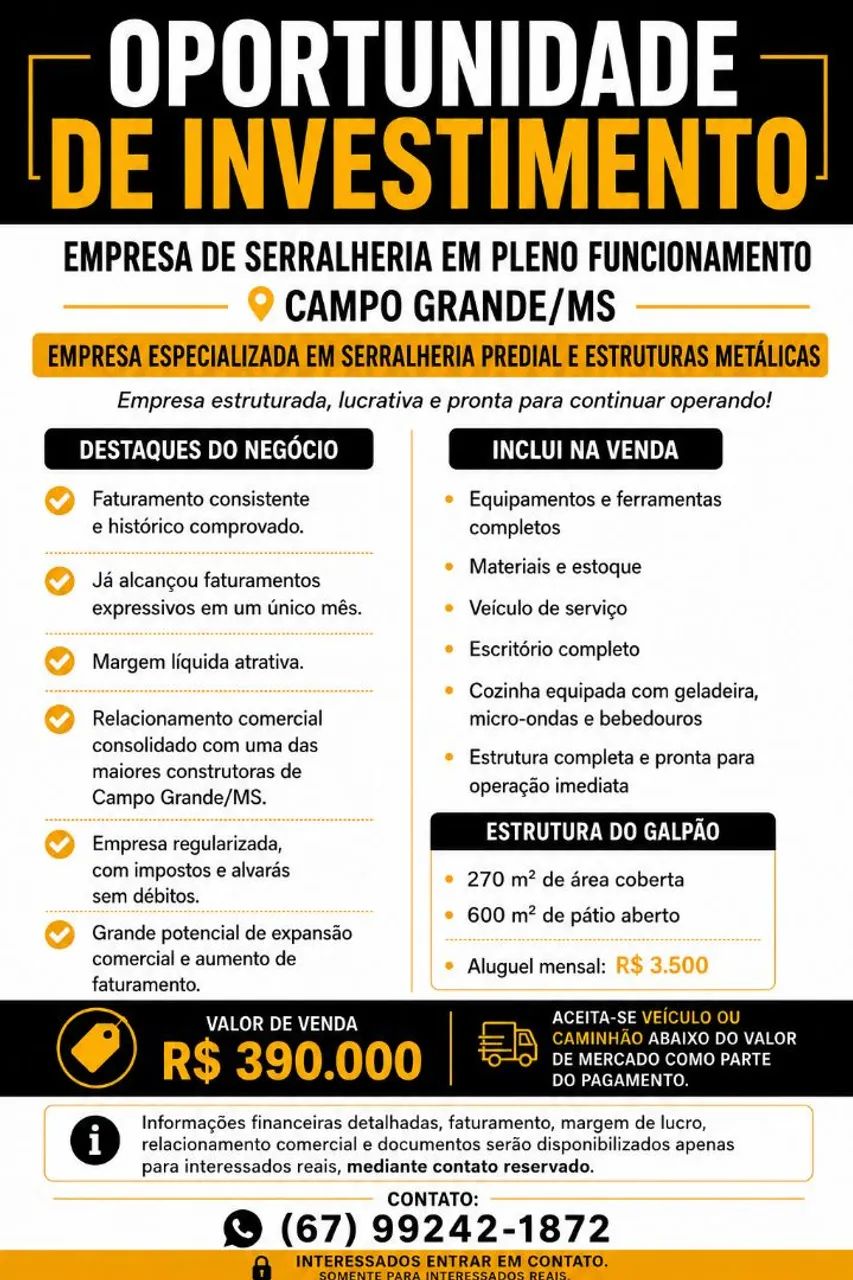 SERRALHERIA A VENDA COMPLETA