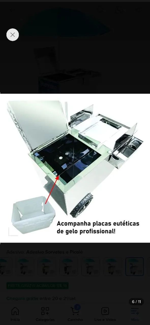 Carrinho térmico, sorvete, ação, salada - Foto 4