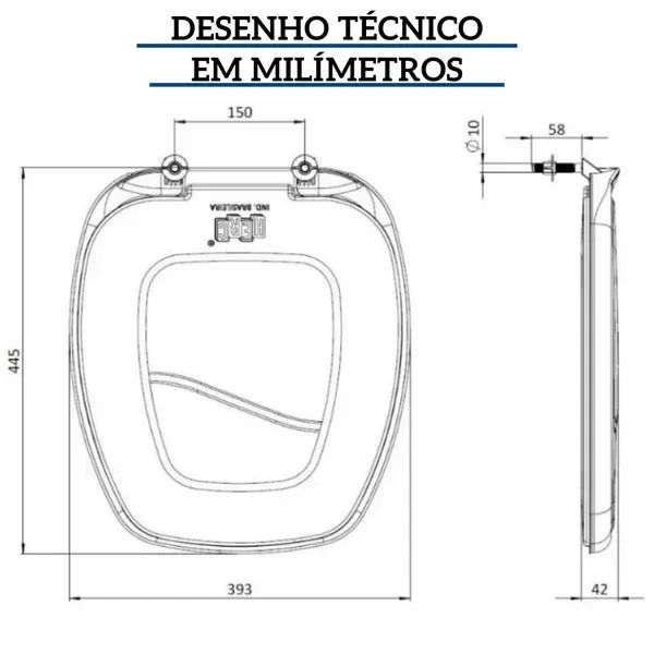 Assento sanitário almofadado quadrado branco Thema Herc - Foto 4