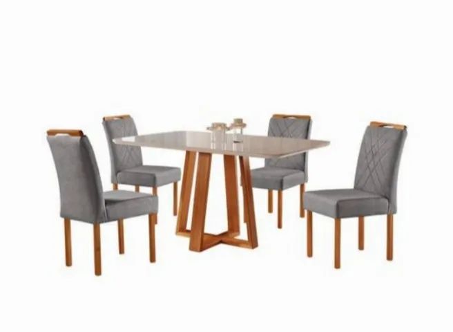 Conjunto de mesa e 4 cadeiras de jantar Atenas 