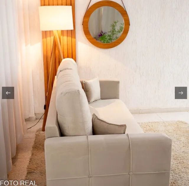 Sofá Califórnia Elegance 3 Lugares Veludo Bege - Foto 2