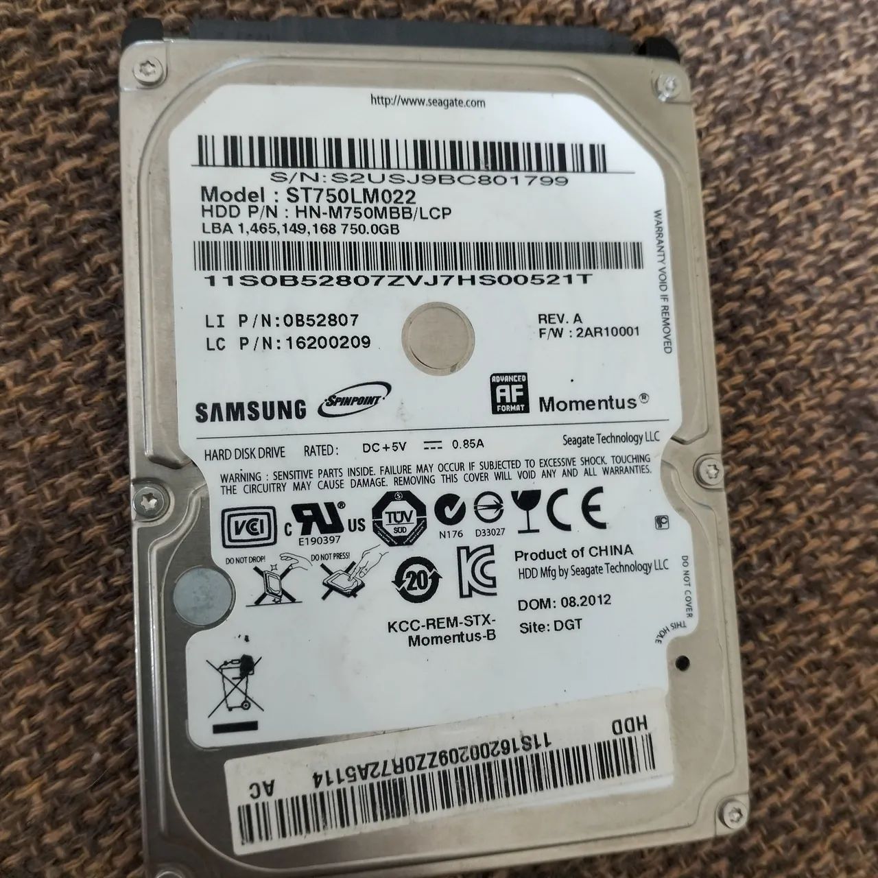 Disco rigido Samsung 750gb 2,5 polegadas para Notebook 