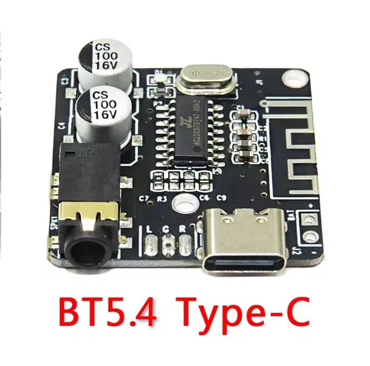 Placa Módulo Bluetooth 5.4 Receptor Conector Tipo C Jack 3,5mm