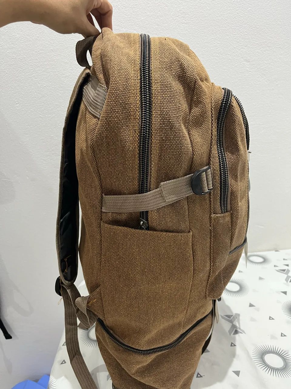 Mochila jeans/ marrom  - Foto 4