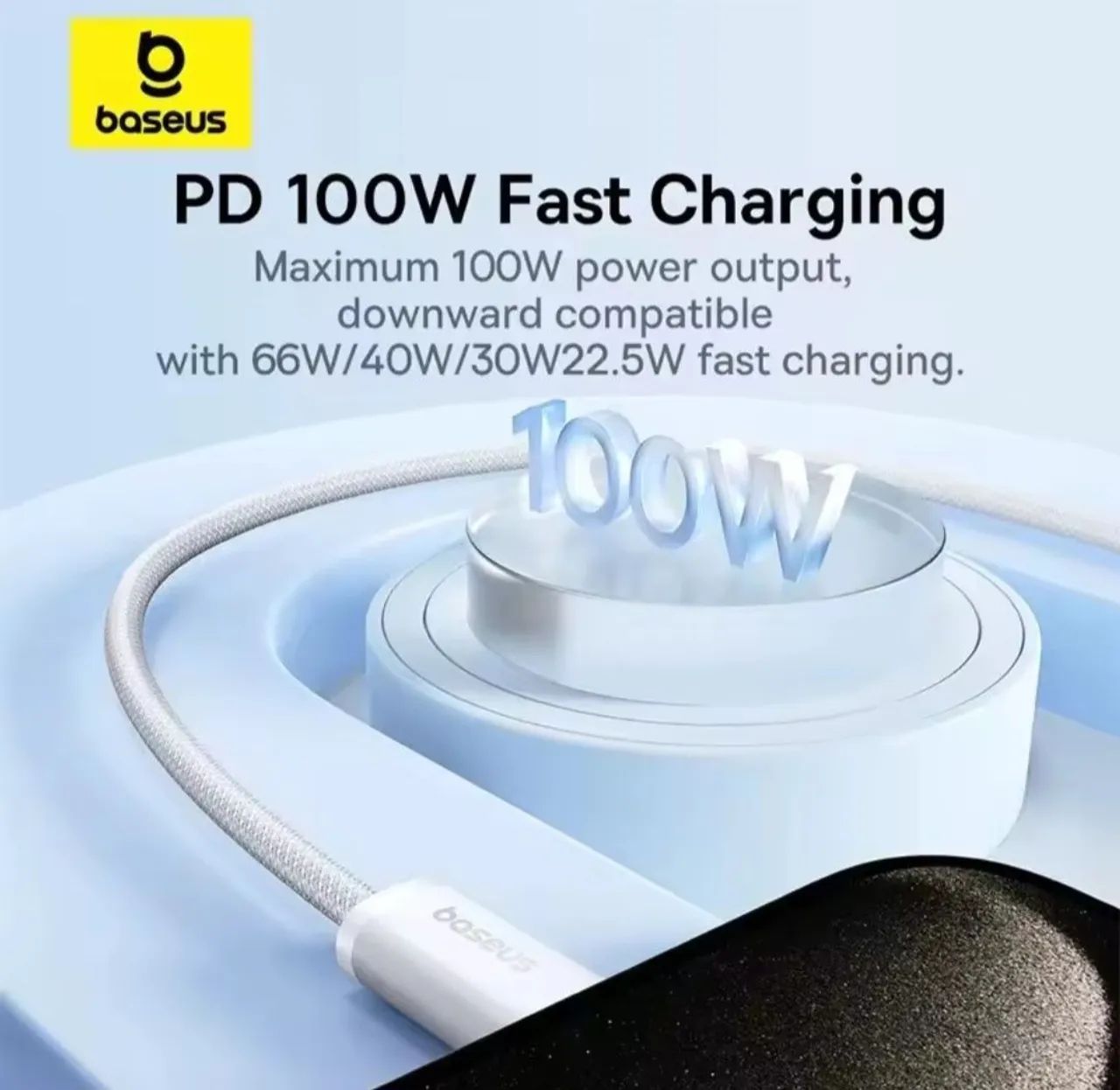 Cabo USB Baseus Tipo C para C 100w Iphone 15 16 17/ Android 2M - Foto 5