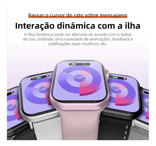 Smartwatch Mini HW X MINI Howear Preto 7 Pulseiras Feminino