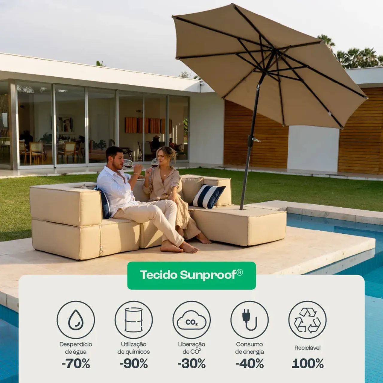 Lounge de área externa com 4 Módulos e 1 Ombrelone  - Foto 4
