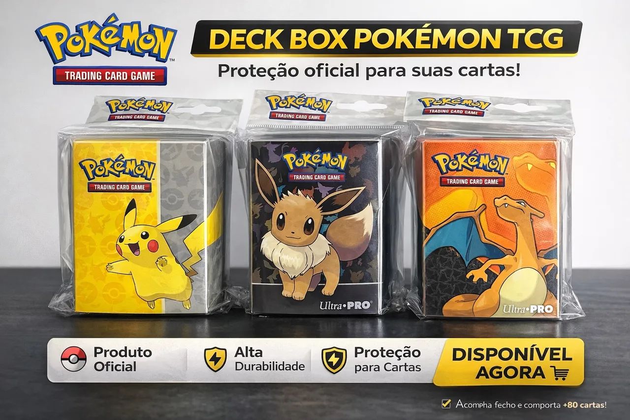Deck Box Pokémon TCG - Proteção Oficial Ultra PRO [NOVA] Pikachu, Eevee e Charizard