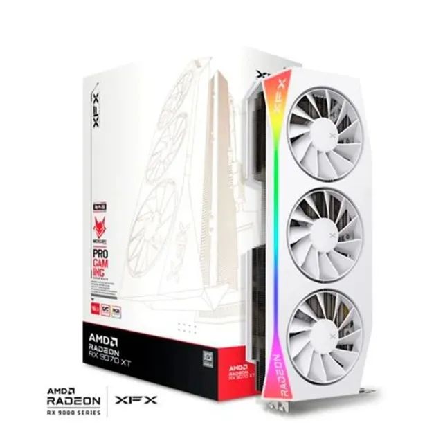 Placa de Vídeo XFX Mercury RX 9070 XT OC WHITE GAMING EDITION WITH AMD Radeon, RGB, 16GB, 