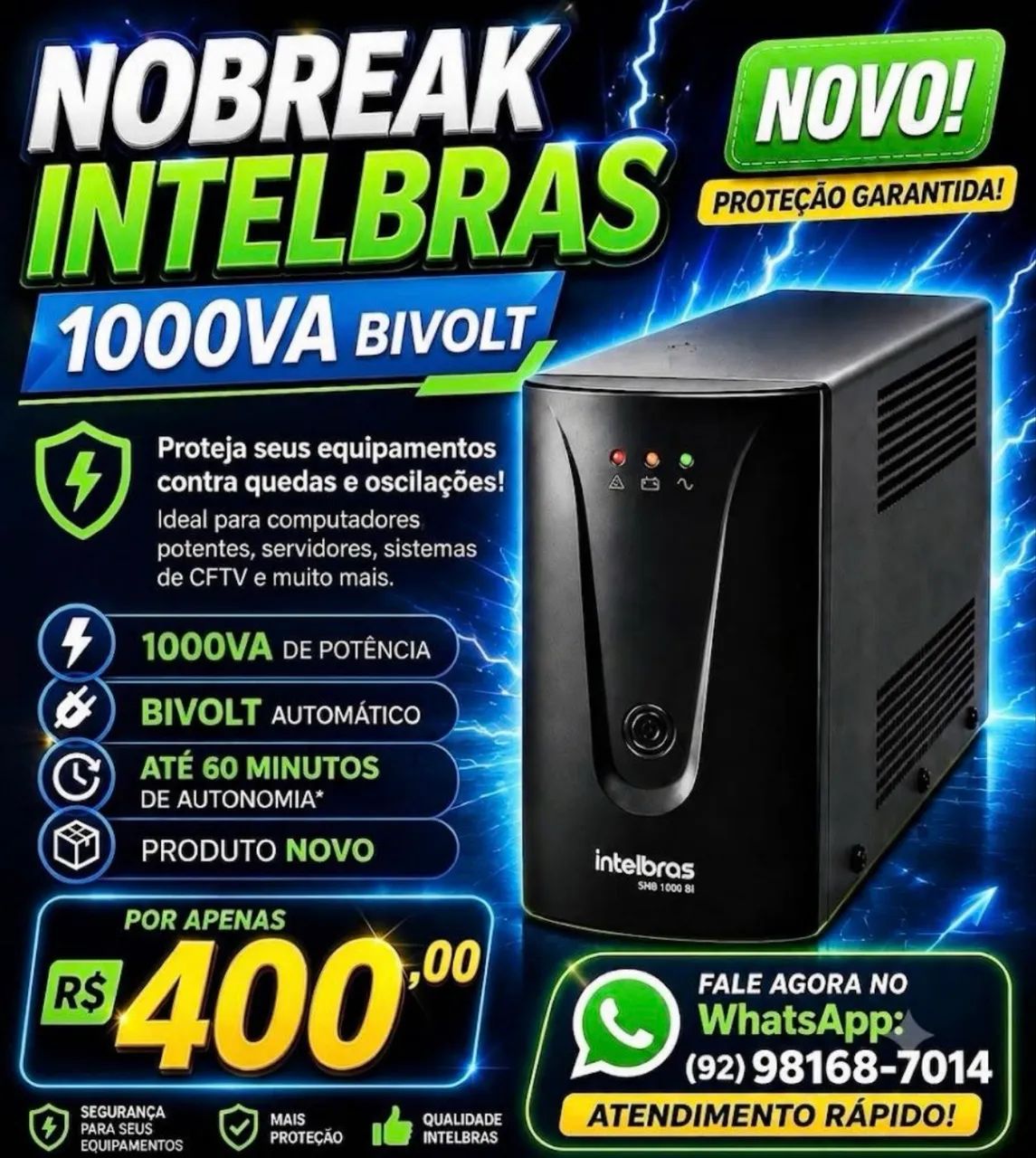 Nobreak 720va Intelbras NOVO!  R$400 - Foto 4