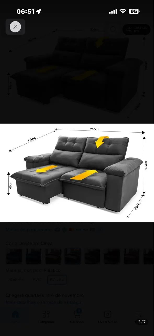Sofa reinclinavel