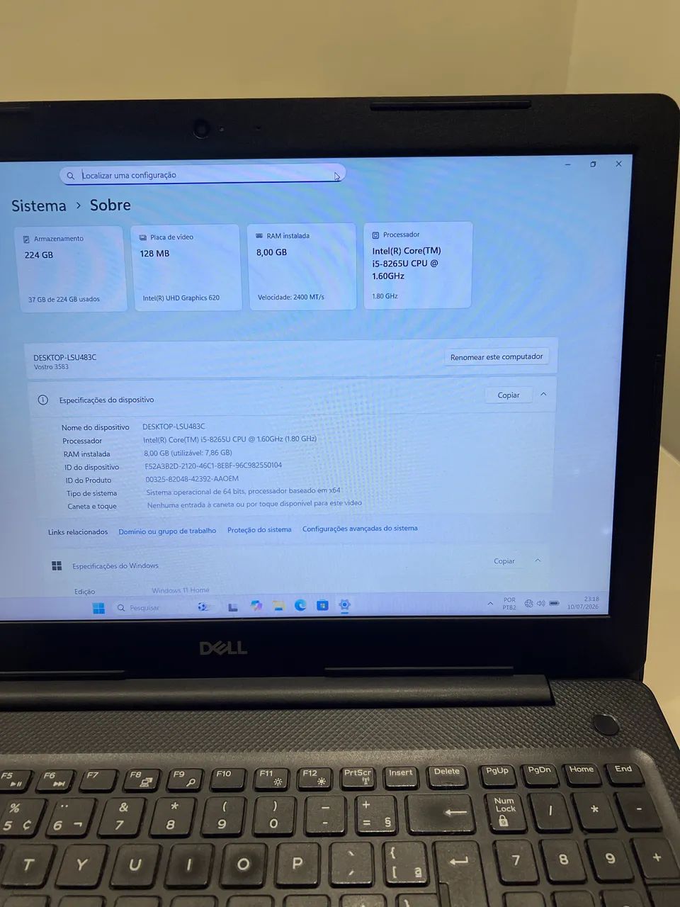 Notebook DeLL Core i5 8th 8ram SSD240 Windows 11 Office Antivírus - Foto 4