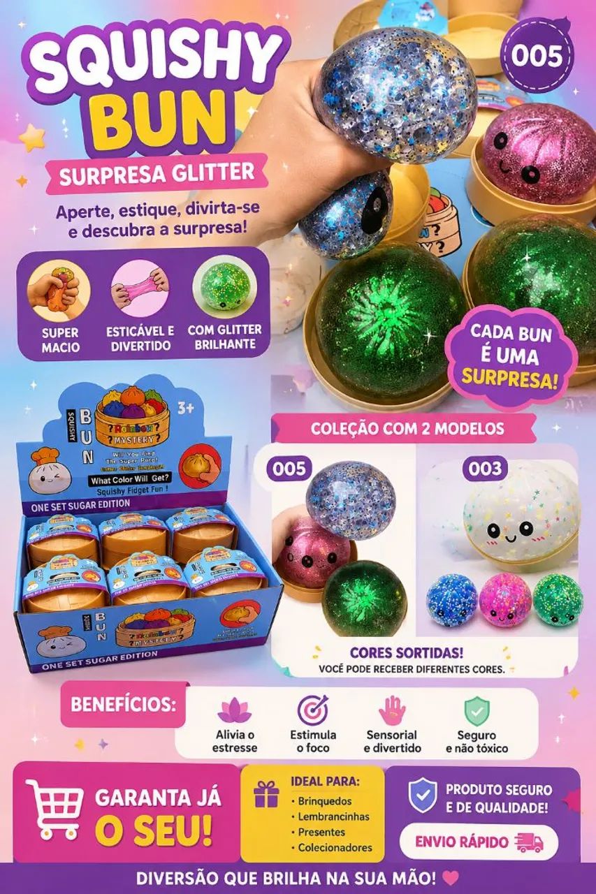Squishy com glitter. 
