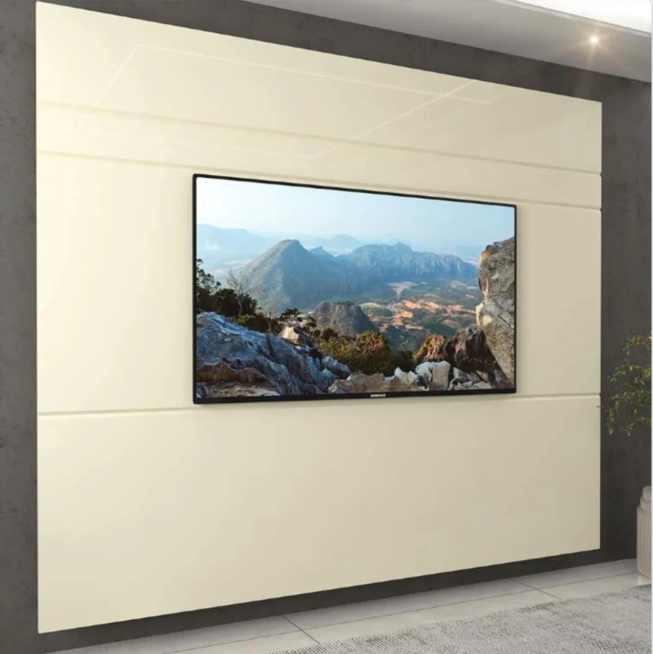 Painel Ravena 217 Off White para TV até 85 Polegadas