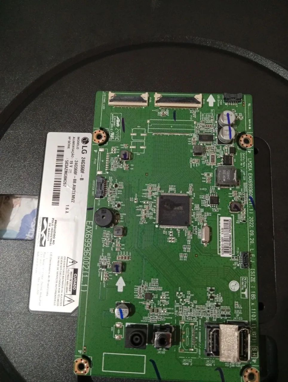 Placa principal do munitor LG 24GS60F EAX69936002(1.1) funcionando 