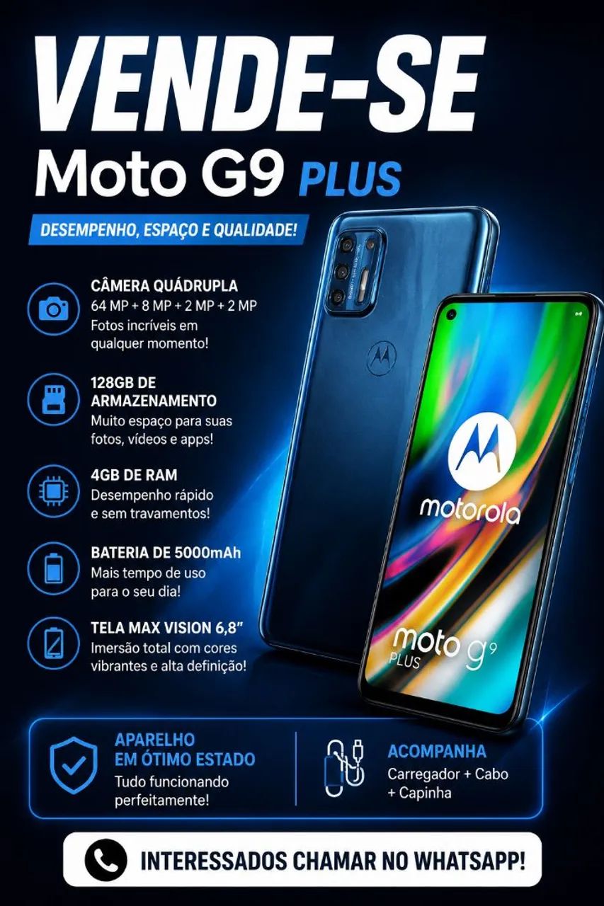 Moto g9 plus em perfeito estado de uso.