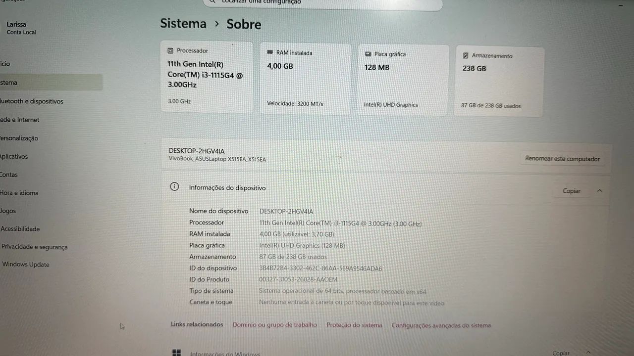 Notebook Asus X515EA Core I3 238 SSD  - Foto 4