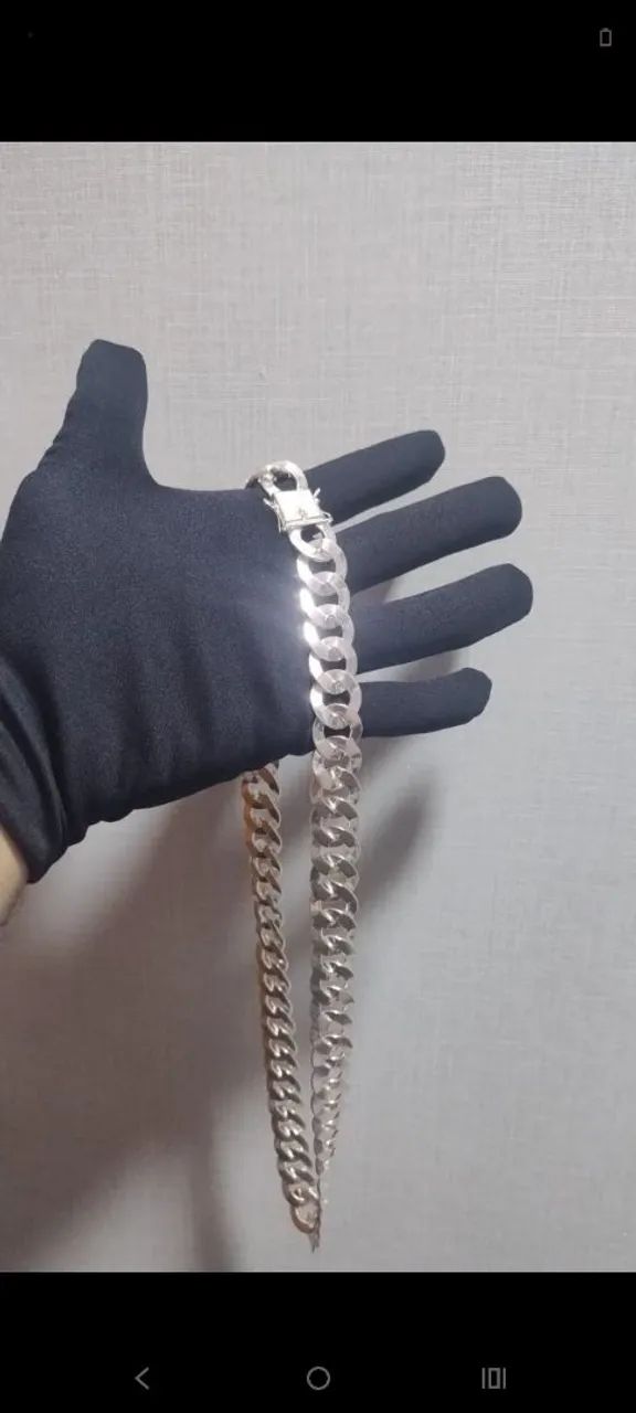 Corrente e Pulseira de Prata Mista 17mm
