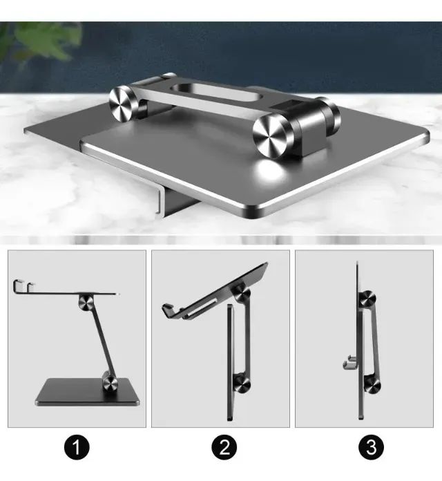 Suporte De Mesa Alumínio Dobrável Grande Para Tablet - Foto 3
