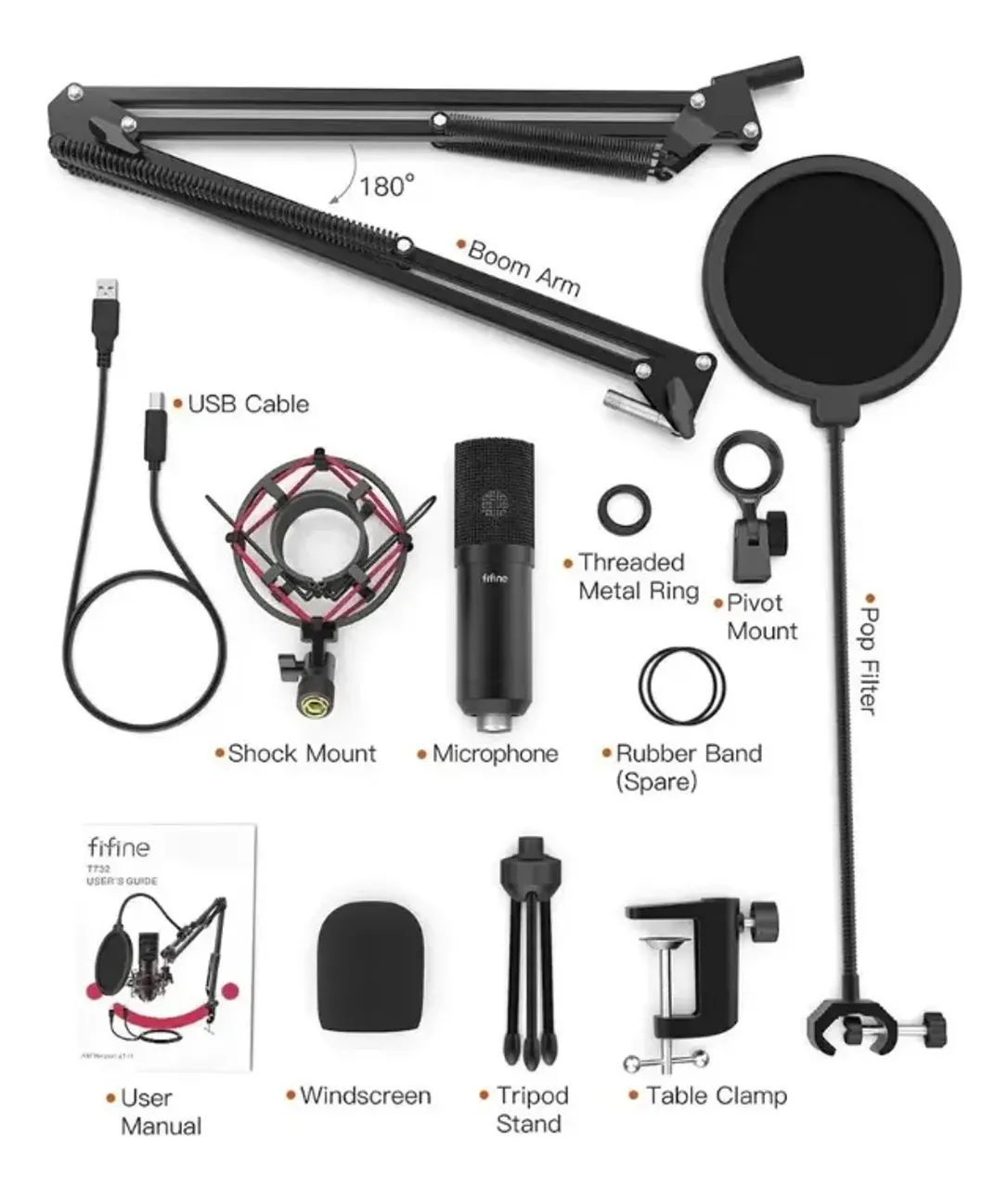 Kit Microfone Condensador Fifine T732 Usb, Braço Articulado - Foto 2