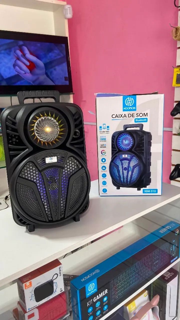 Caixa de som Bluetooth com led rgb 