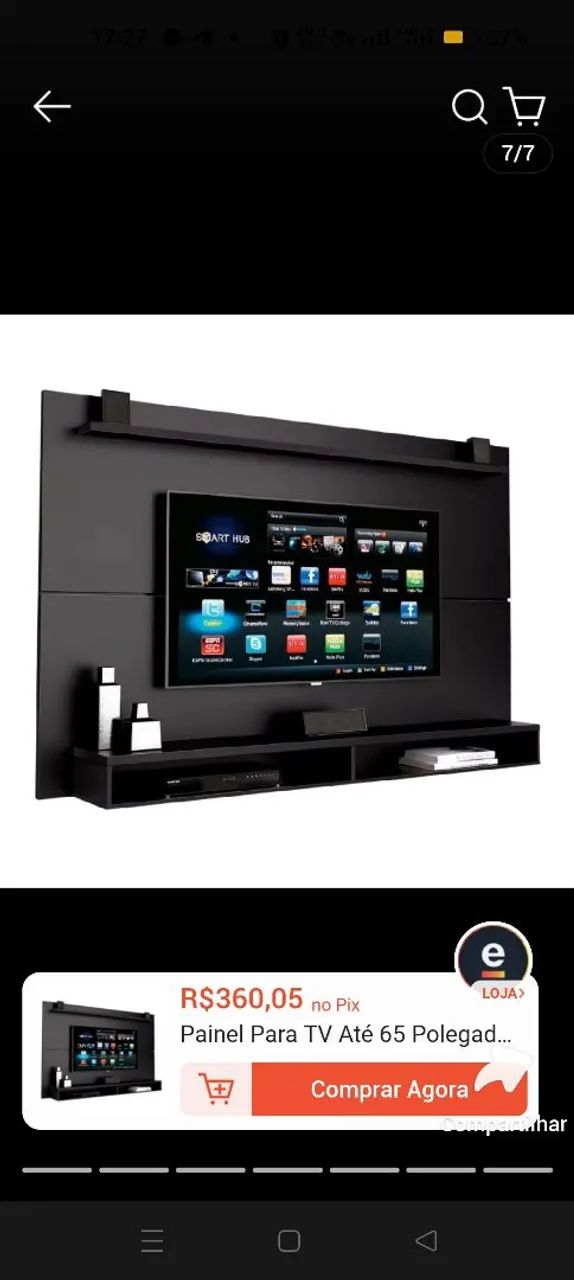 Confira Painel Para TV Até 65 Polegadas liso sem prateleiras RS 250 aceito oferta