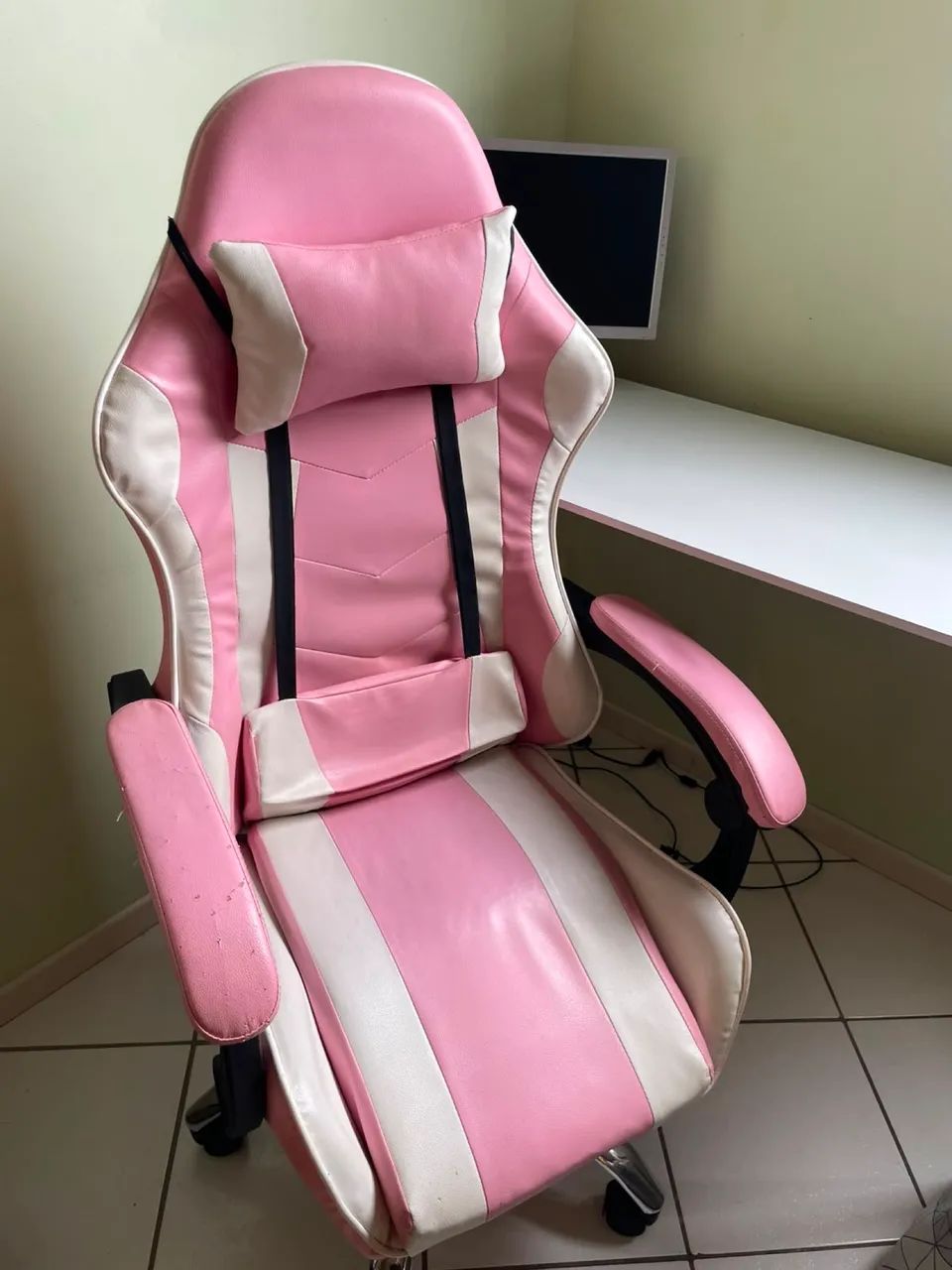 cadeira gamer feminina rosa - Foto 2