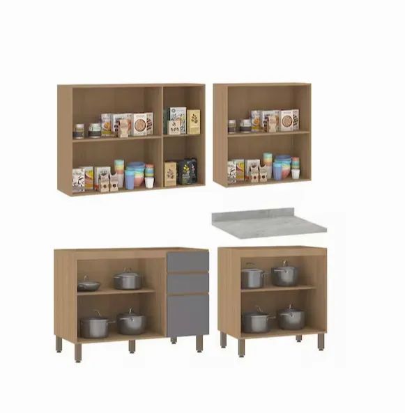 Cozinha Compacta 4 Peças Com Tampo 200cm Slim - Foto 5