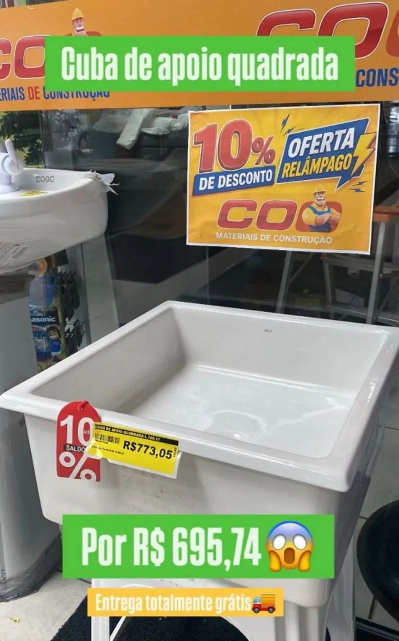 Cuba de apoio quadrada com 10% de desconto por apenas R$695,74