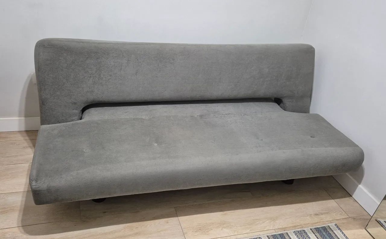 Sofá cama suede cinza 1,90 x 1,00m
