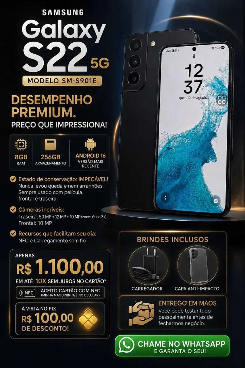 Samsung Galaxy S22 5G - 8Gb e 256Gb