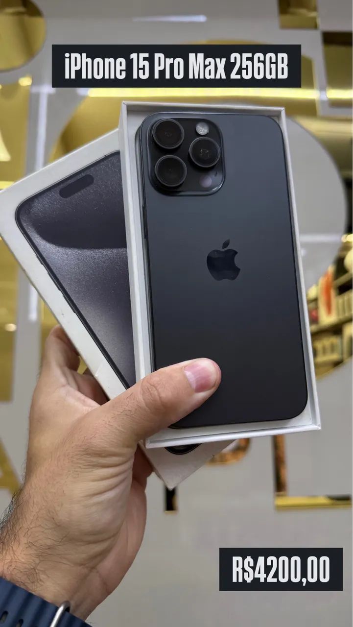 IPHONE 15 PRO MAX 256GB BLACK SEMI NOVO COM CAIXA MEGA PROMO