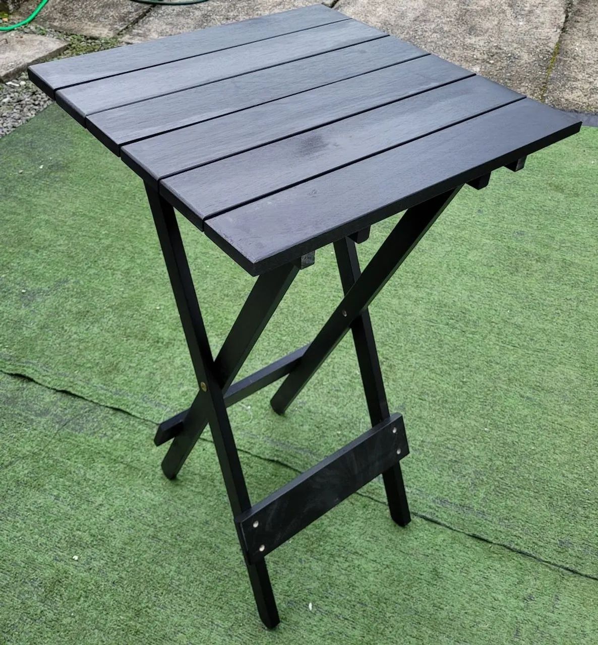 Conjunto de Mesa e Cadeiras Dobráveis Preto - Foto 5