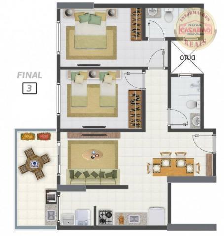 Apartamento com 2 dormitórios à venda, 58 m² por R$ 299.700,00 - Canto do Forte - Praia Gr - Foto 15