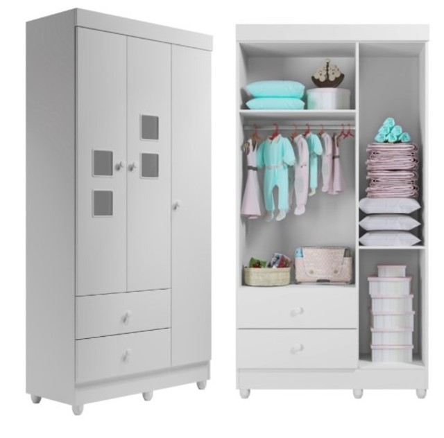 Guarda Roupa Infantil 3 Portas Life 100% MDF Agt - Entrega Rápida - Foto 6