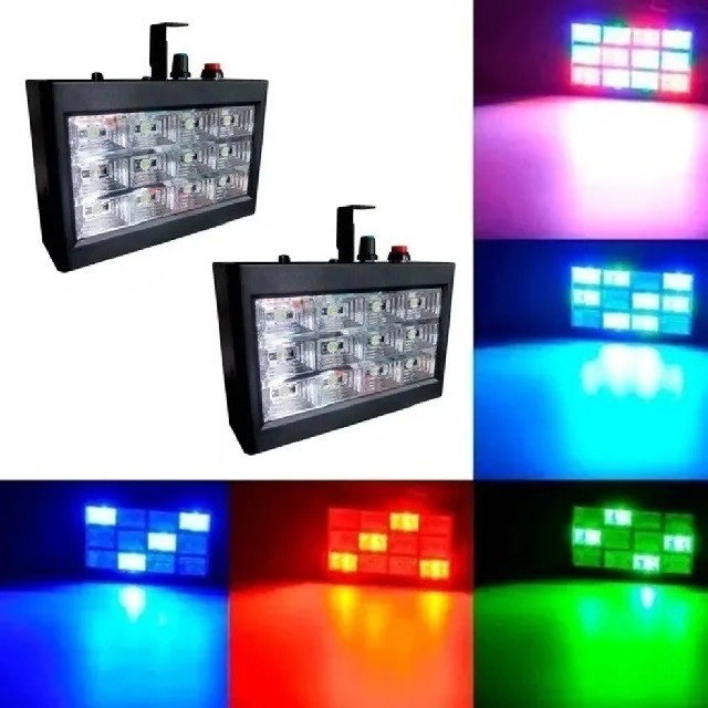 Kit 2 Strobo 12 Leds Rgb 15w Rítmico Bivolt Automático