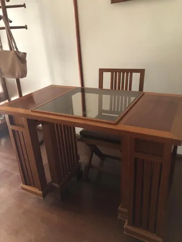 Conjunto Mesa Rústica Redonda Sextavada (1,20Mts x 1,20mts x 4cm) com 6  Cadeiras Rústicas Coloniais, tudo em Madeira Maciça de Cedro – 06 lugares