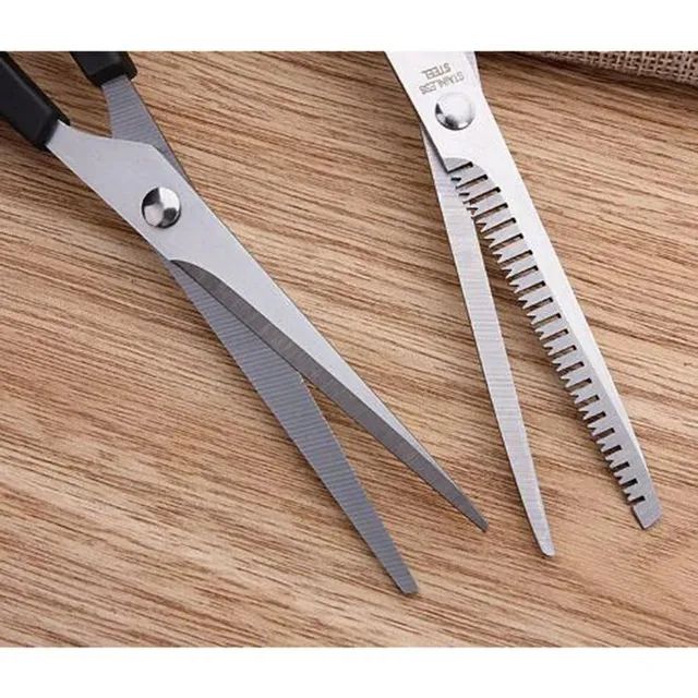 Kit 2 Tesouras Reta E Dentada com Pente cortar cabelo promoção  - Foto 5