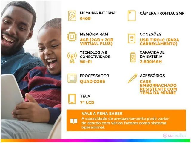 Tablet Infantil Multilaser NB414 7? 64GB - Foto 2