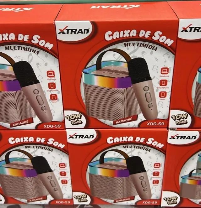 Caixinha De Som Karaoke Com Microfone Led Rgb Bluetooth