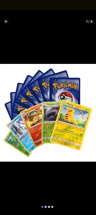100 Cartas Pokémon com 15 Cartas Brilhantes - Original Copag