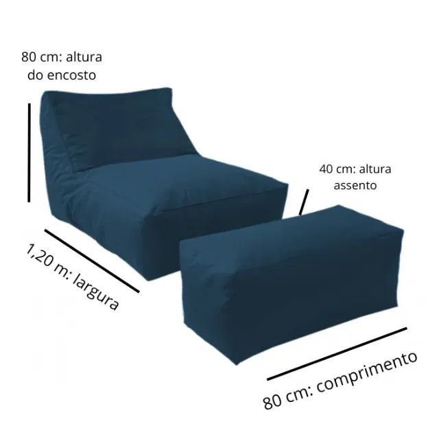Poltrona Puff em Tecido impermeável com apoio para os pés! PROMOÇÃO  FÉRIAS! - Foto 2