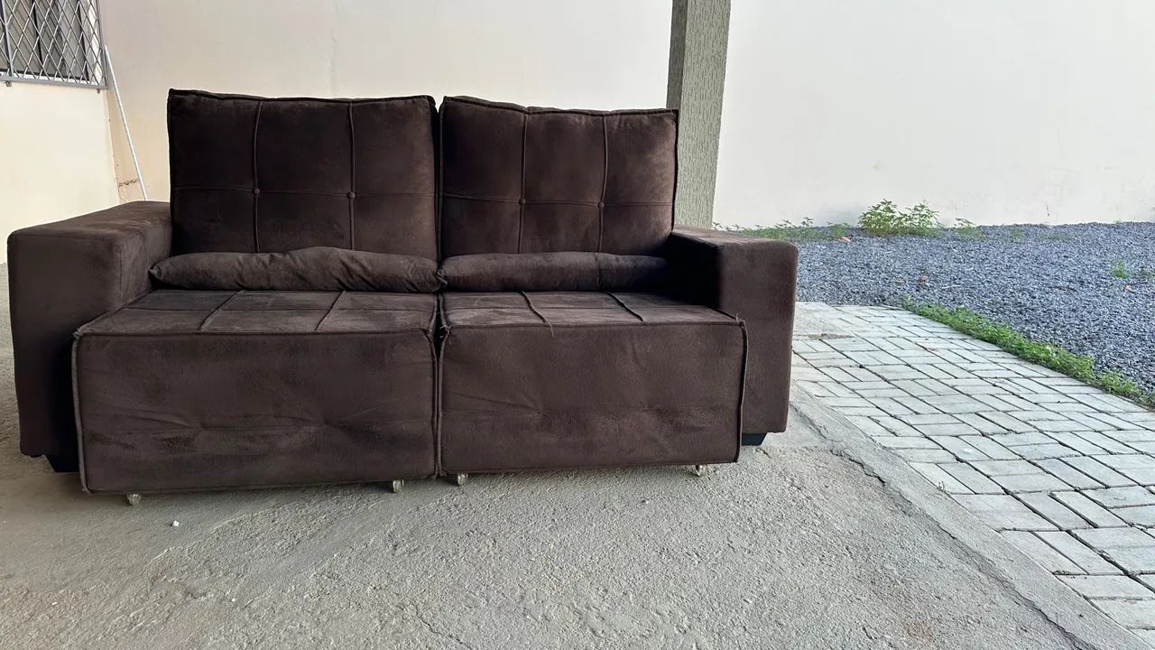 Sofá-Cama 2 Lugares Marrom - Foto 2