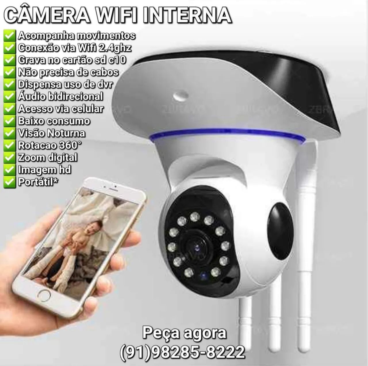 Camera wifi interna 03 antenas com áudio - Foto 5