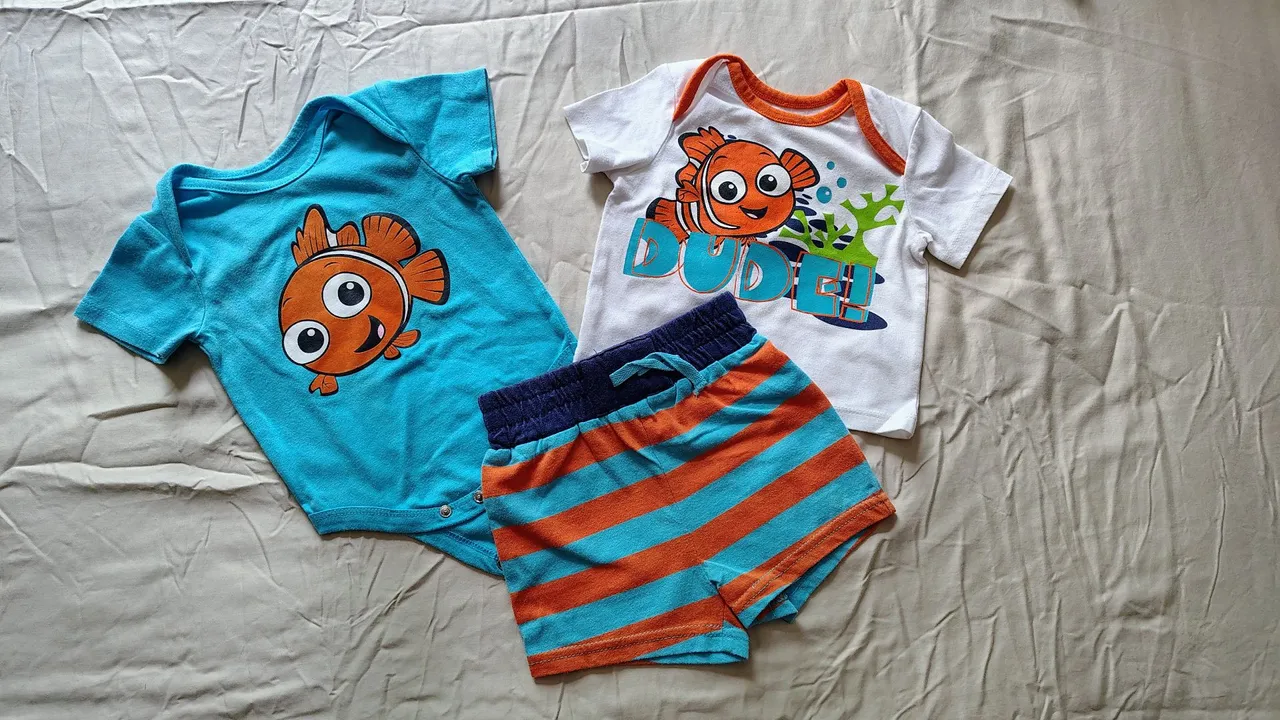 Conjunto 3 peças estampa Nemo 6/9 meses Disney
