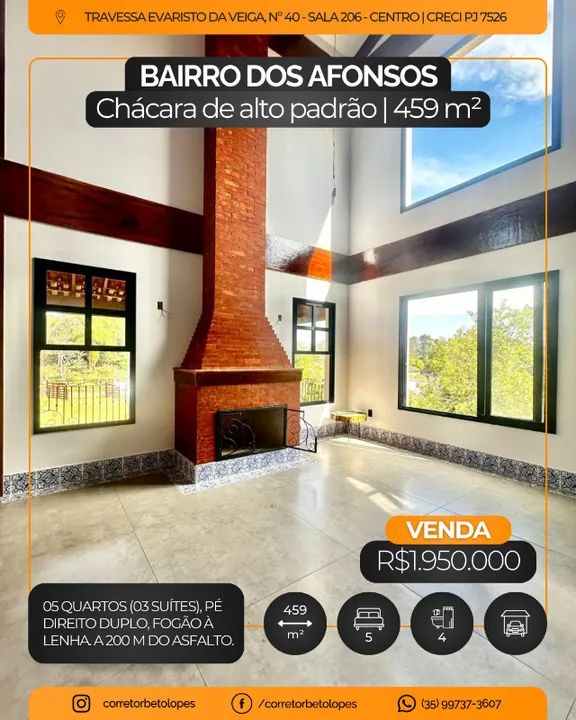 Chácara de alto padrão nos Afonsos - 2.000 m²